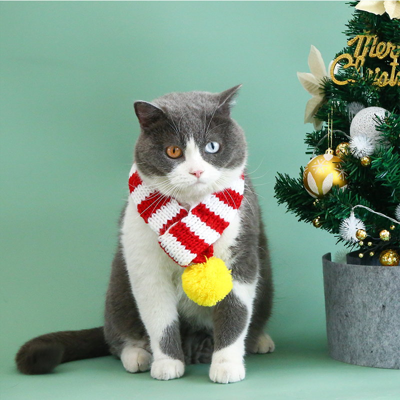 Pet Knitted Wool Striped Scarf