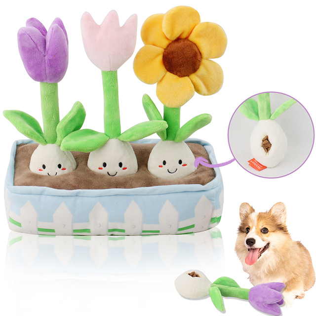 Flower Potted Plant Shaped Squeaky Pet Toy