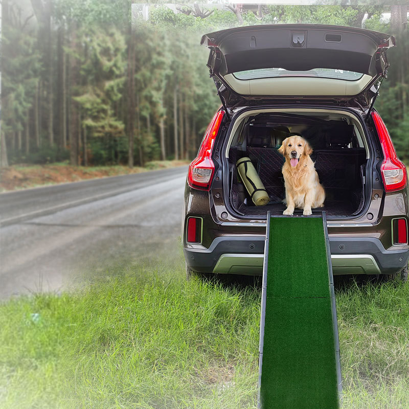 Dog Car Ramp With Grass