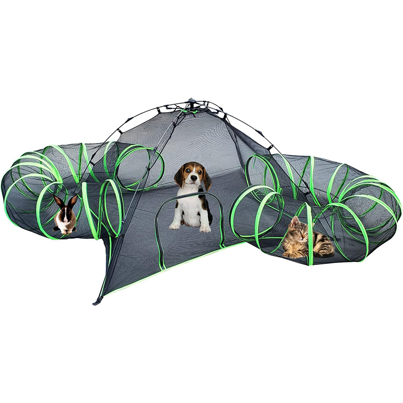 Automatic Open Pet Tent with Round Tunnel 