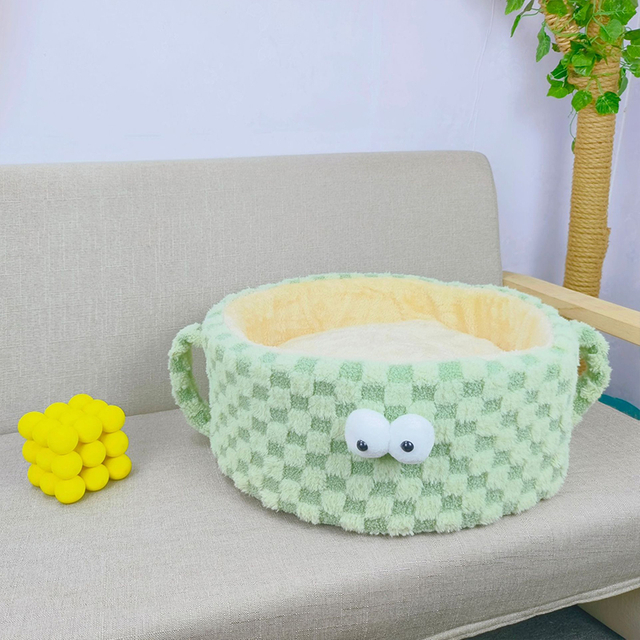 Checkerboard Check Wool Sponge Teacup Shape Nest