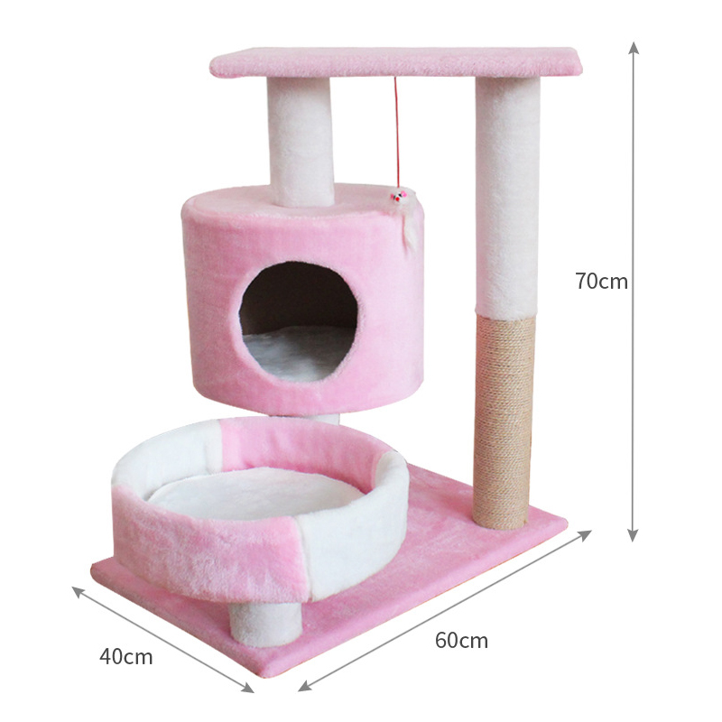 3 Floors Short Plush Wooden Durable Huge Cat Jumper Platform