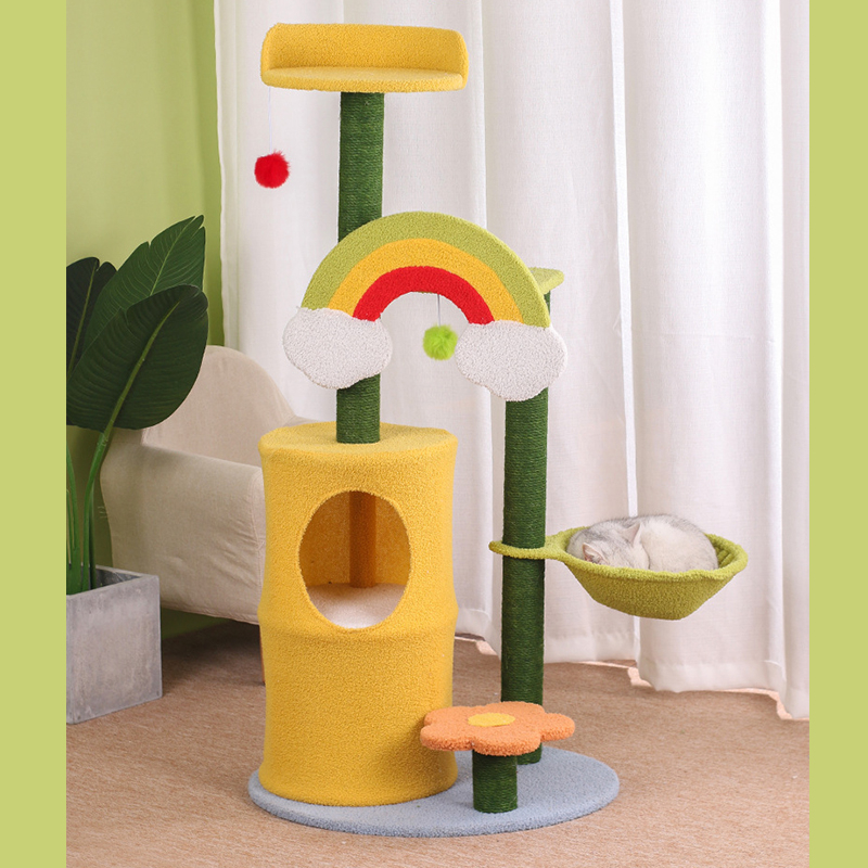 Cat Scratcher Toy Sisal Climbing Frame With Rainbow Shape 