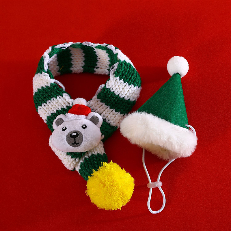  Christmas Apparel Pet Scarf Hat Gift Set