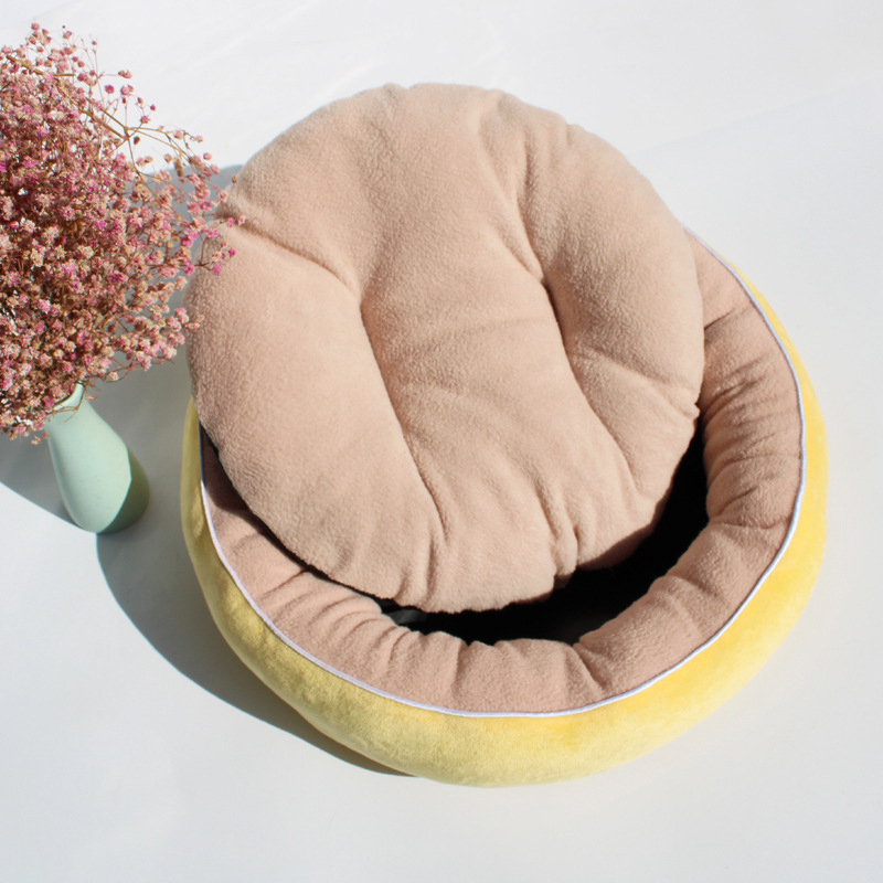 Cute Egg Tarts Cat Nest Warm Soft Dog Bed