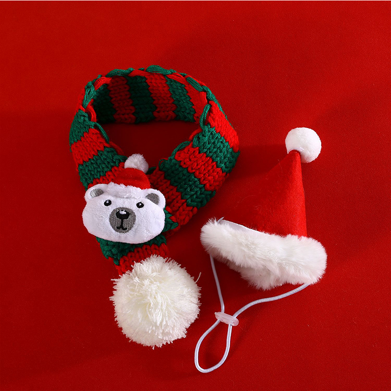  Christmas Apparel Pet Scarf Hat Gift Set