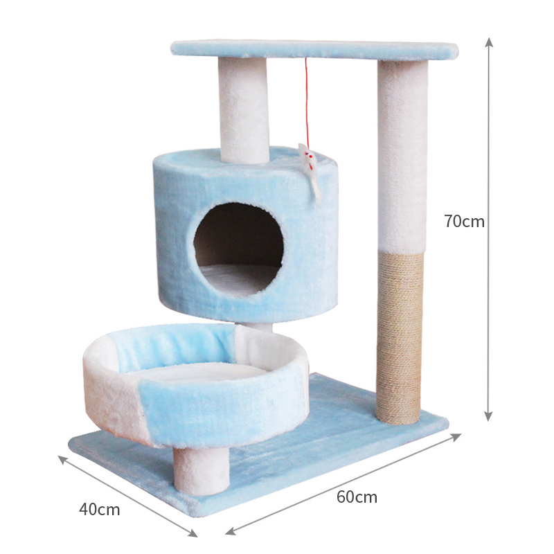 3 Floors Short Plush Wooden Durable Huge Cat Jumper Platform