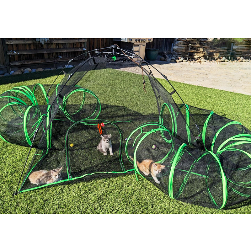 Automatic Open Pet Tent with Round Tunnel 