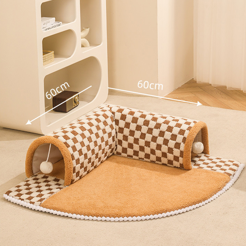 Cat Tunnel Bed with Central Mat