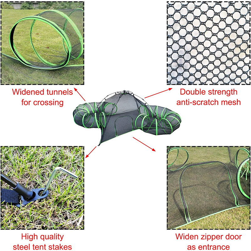 Automatic Open Pet Tent with Round Tunnel 